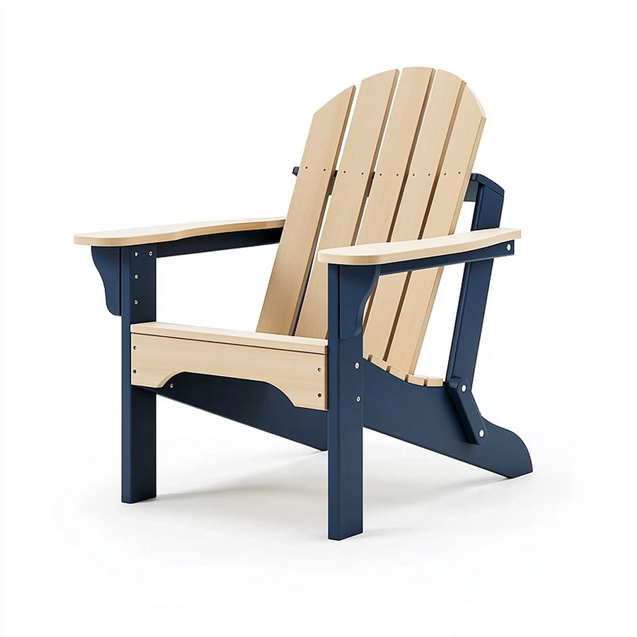 Adirondackstuhl 84 x 78 x 95 cm Holz und Kunststoff Blau Beige klappbarer Gartenstuhl