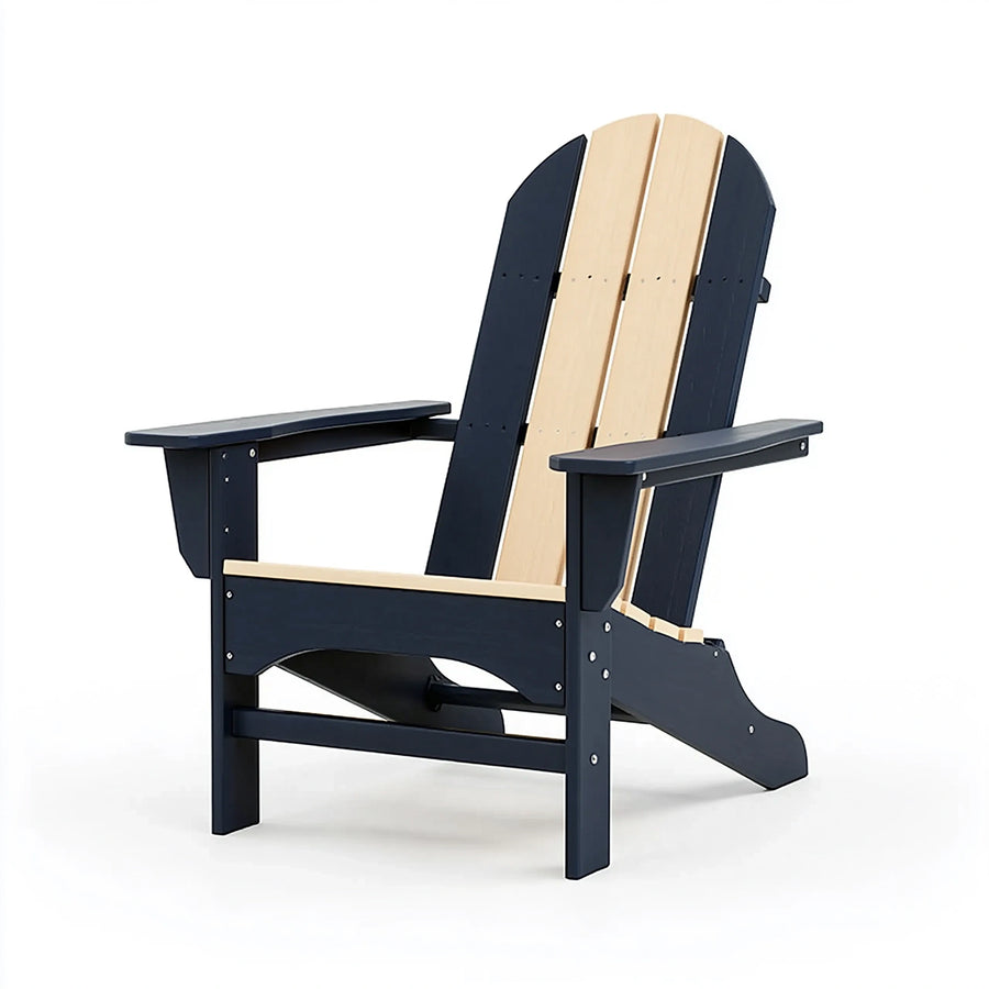 Adirondackstuhl 80 x 90 x 98 cm aus Holz in Dunkelblau/Natur - Gartenstuhl mit Armlehnen