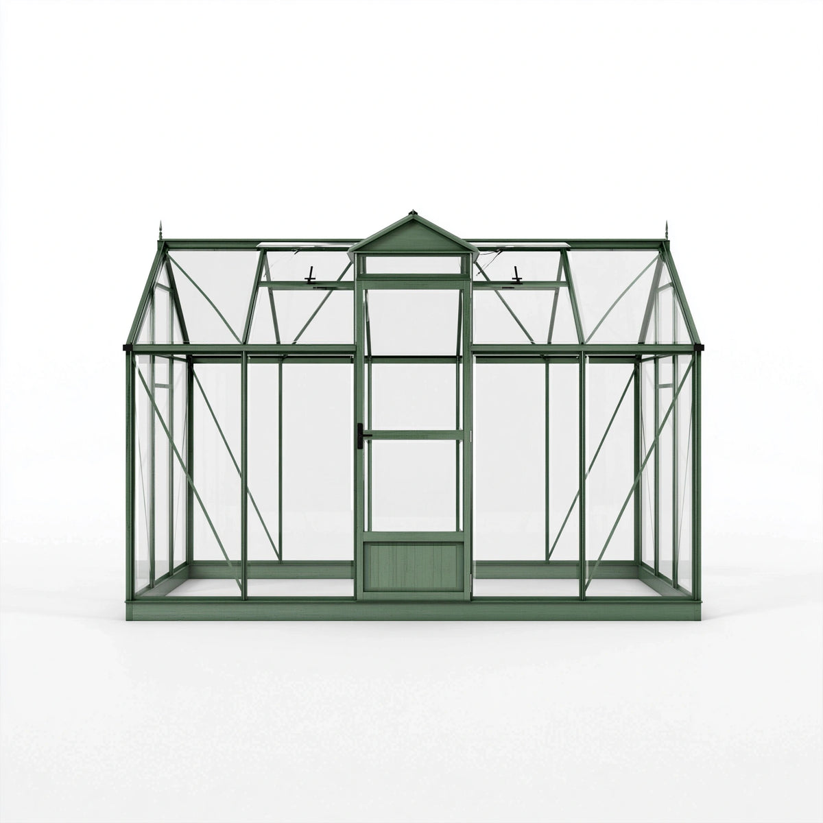 Gewächshaus 300 x 190 x 210 cm Metall und Glas Grün mit Lüftungsfenstern