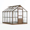 Gewächshaus 244 x 190 x 195 cm Polycarbonat Braun mit Dachfenstern