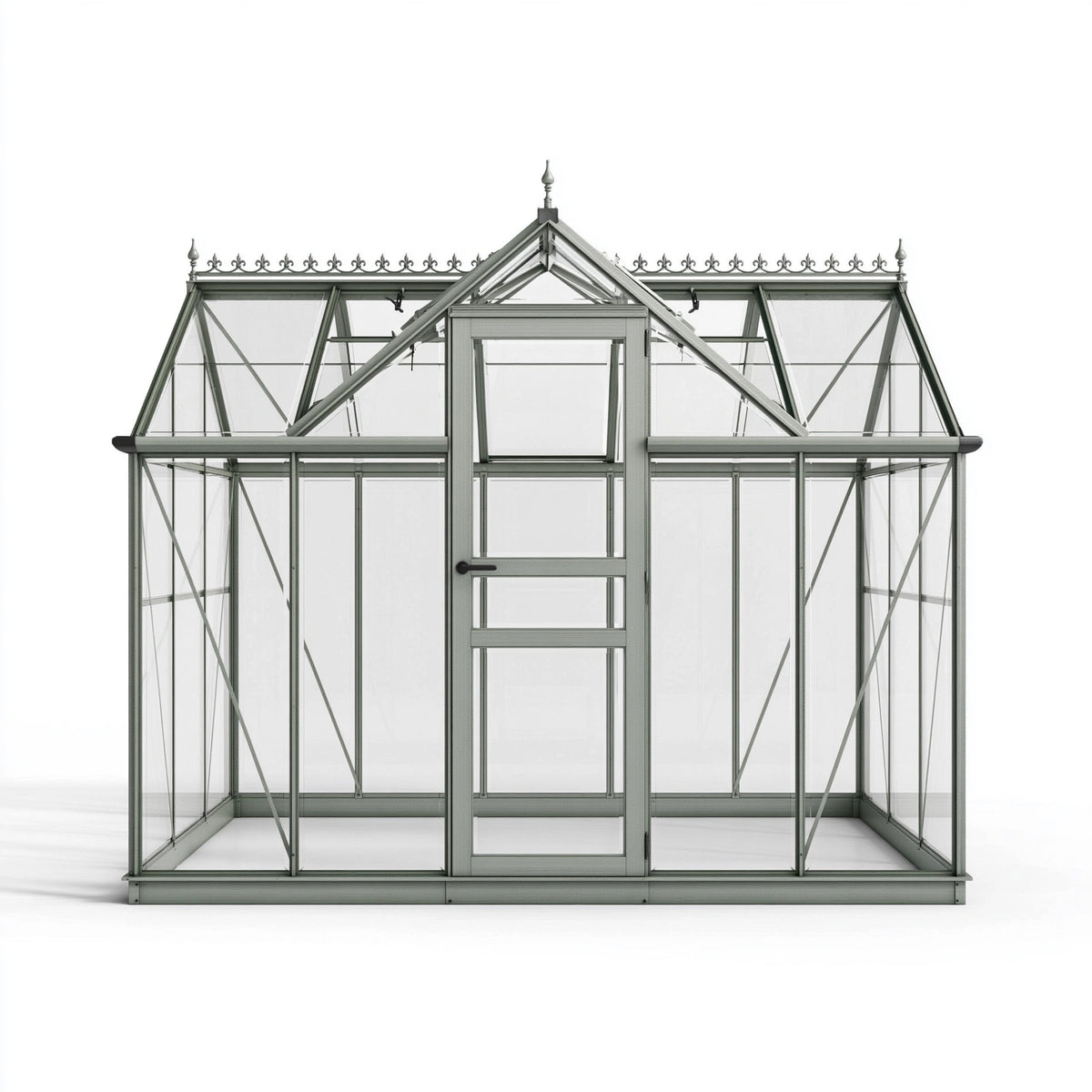 Gewächshaus 300 x 200 x 280 cm Aluminium Grau Transparent mit Glaselementen im klassischen Stil