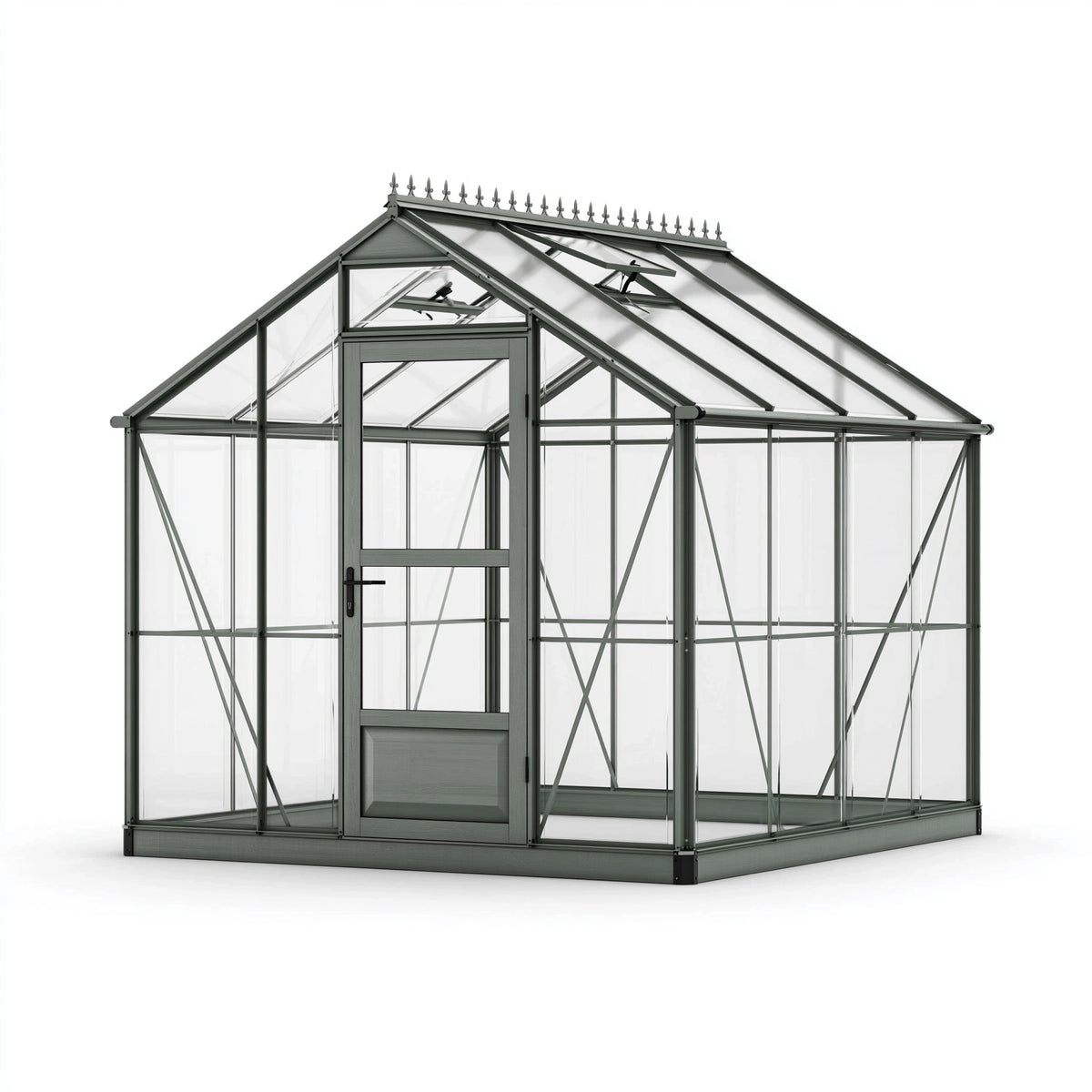 Gewächshaus 305 x 236 x 250 cm Aluminium Glas Anthrazit - freistehend mit Dachfenstern