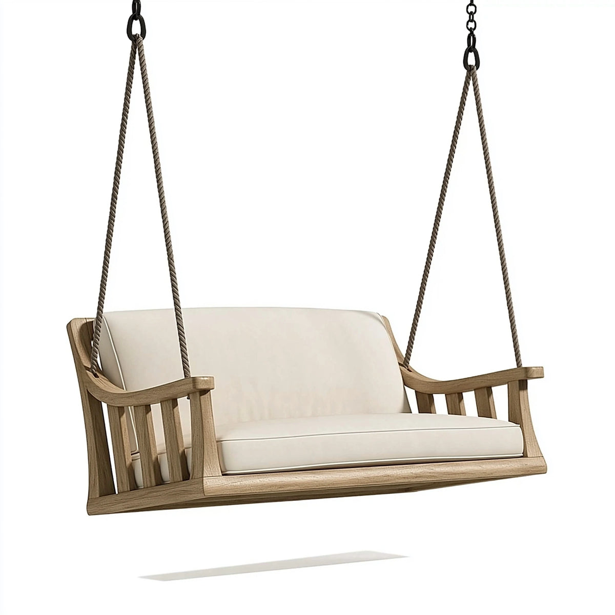 Hängeschaukel 125 x 70 x 65 cm Holz Beige mit Seilaufhängung zum Entspannen