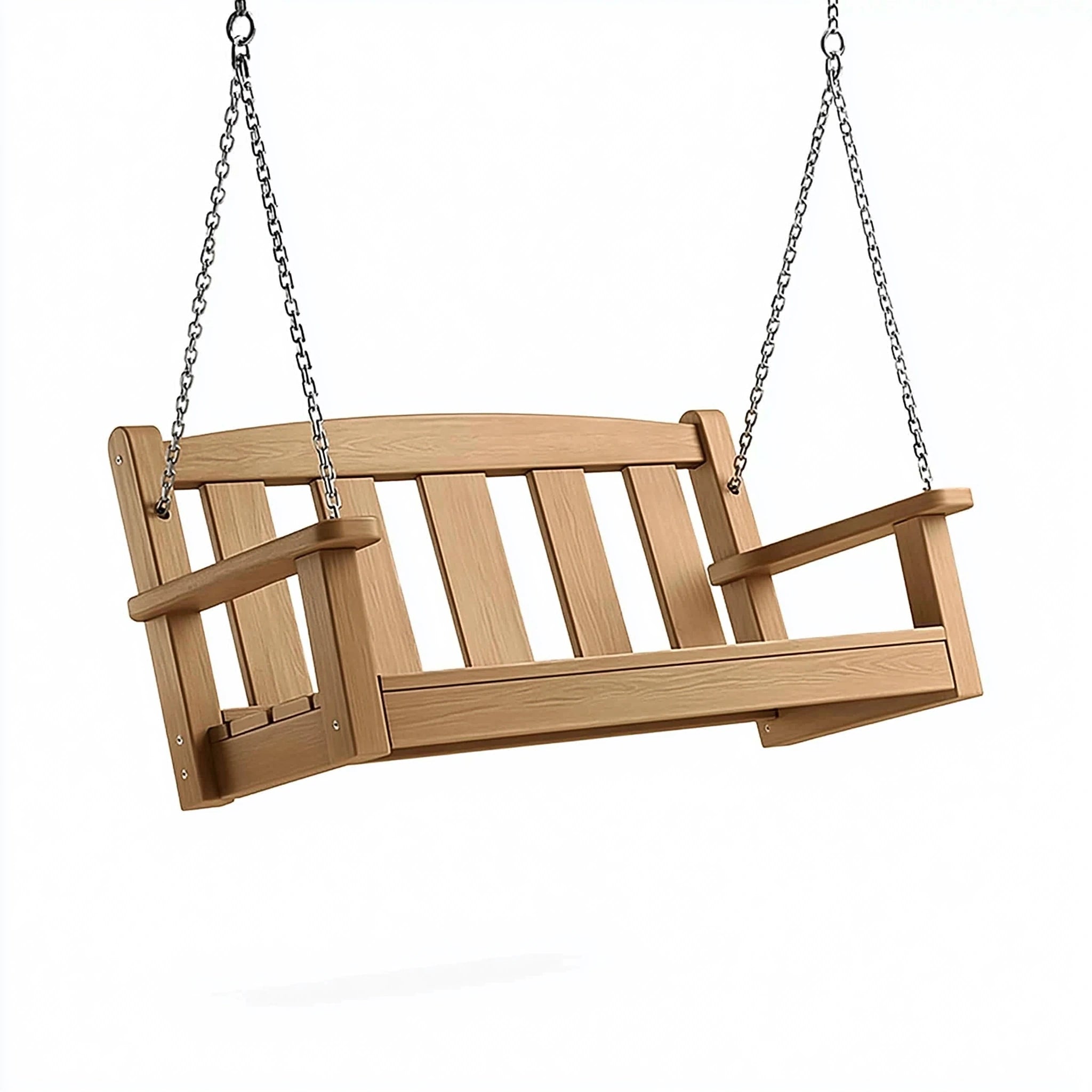 Hollywoodschaukel 120 x 60 x 55 cm aus Holz in Natur mit Metallketten für Garten