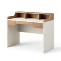 Schreibtisch 120 x 60 x 100 cm Holzwerkstoff Weiß/Natur mit Ablage und Schublade