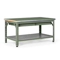 Werkbank 120 x 60 x 90 cm Stahl Grün mit Ablageboden im Industriestil