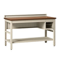 Werkbank 120 x 60 x 90 cm Stahl Holzwerkstoff Braun Beige mit Stauraum