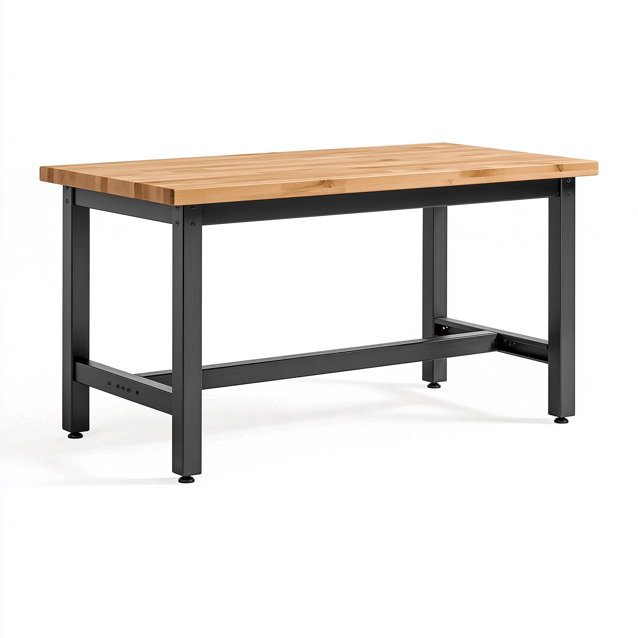 Werkbank 150 x 75 x 90 cm Holz und Metall Natur/Schwarz im Industriestil für Werkstatt und Hobbyraum