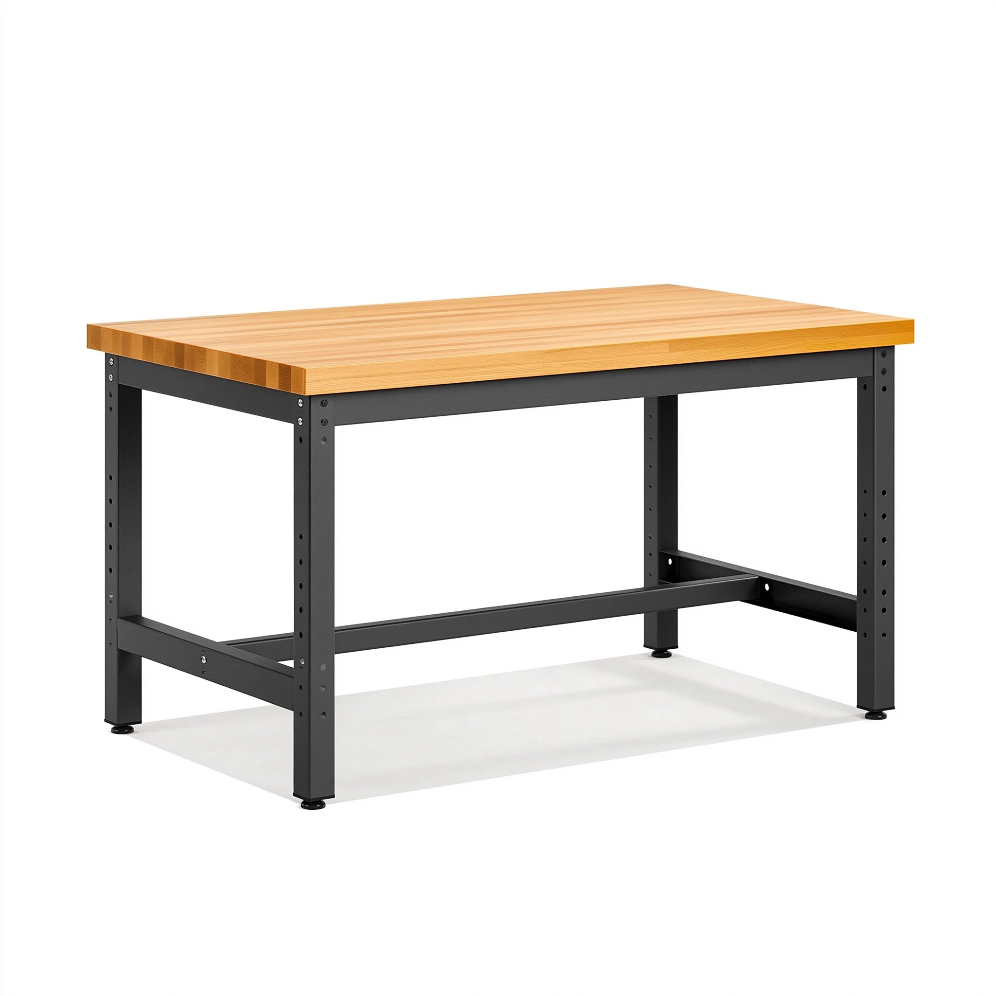 Werkbank 120 x 60 x 85 cm mit Holzplatte und Stahlgestell in Natur/Schwarz höhenverstellbar